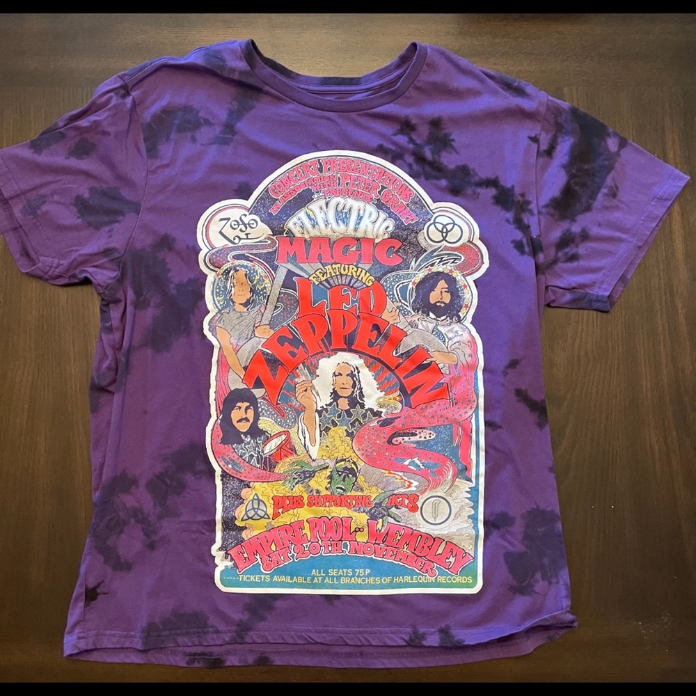 Led Zeppelin Electric Magic Band Concert Purple T-Shirt Re Print Size XL